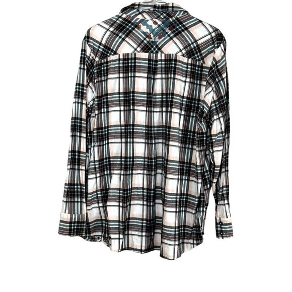 Ariat Plaid Top XL Black Western Cowgirl Rodeo Country Concert Rustic Honky Tonk - Picture 7 of 11